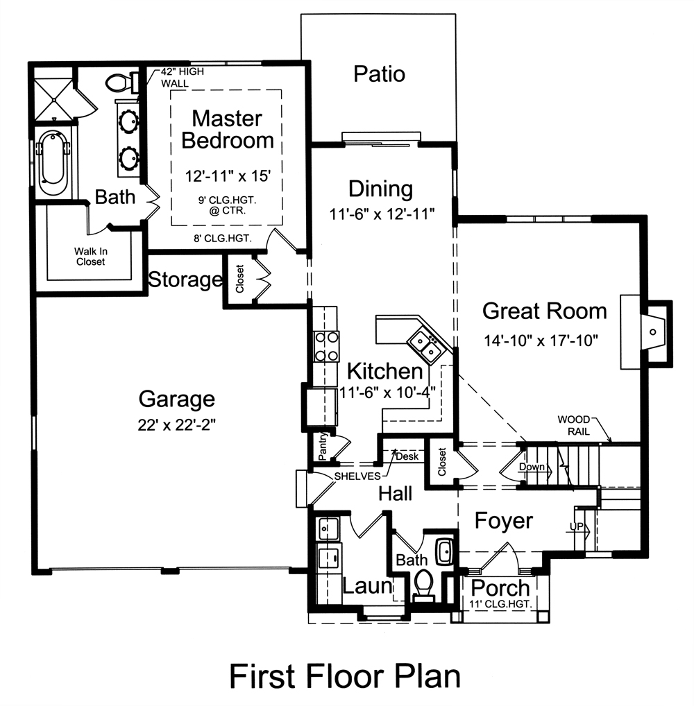 Floor Plan First Story of Traditional Plan #169-1103