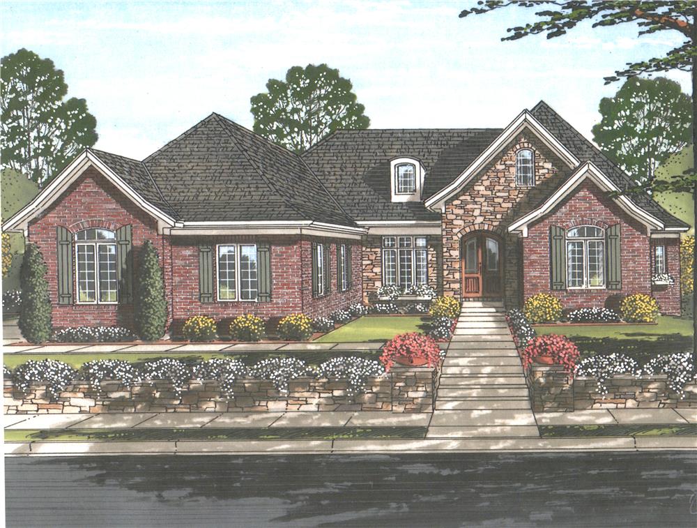 Front elevation of Luxury home (ThePlanCollection: House Plan #169-1109)