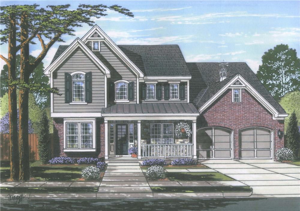 Front elevation of Luxury home (ThePlanCollection: House Plan #169-1113)