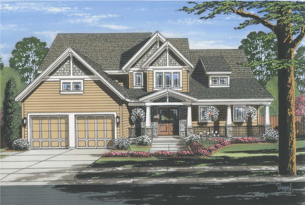 Front elevation of Luxury home (ThePlanCollection: House Plan #169-1114)