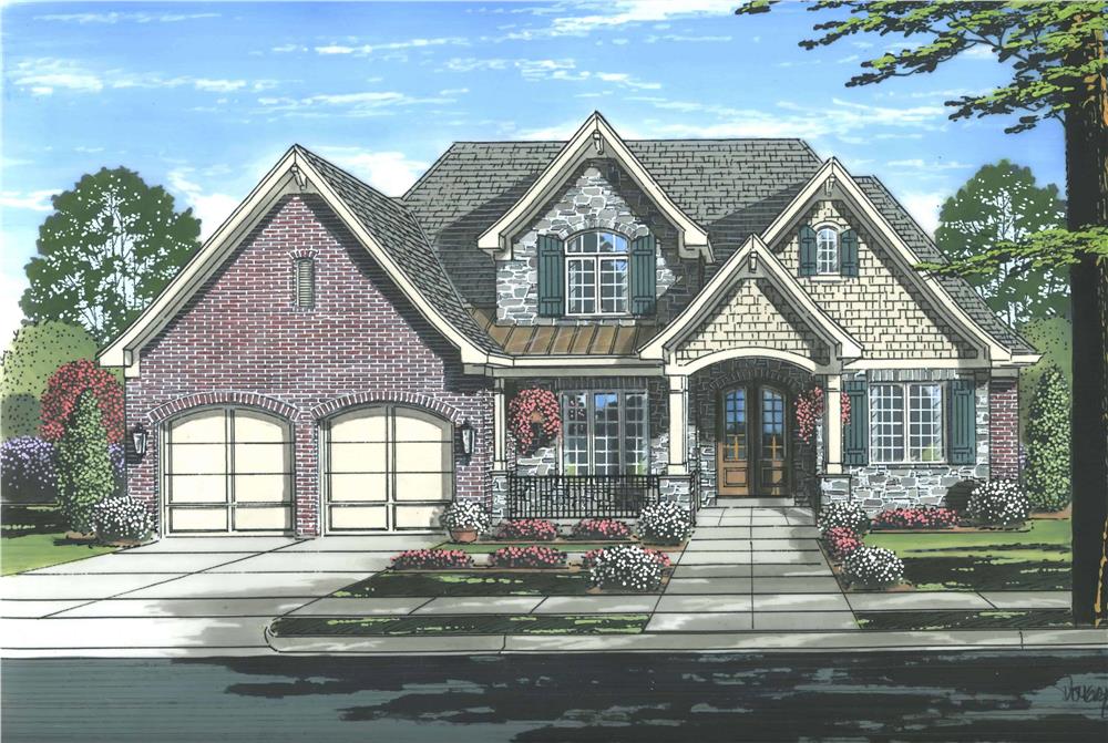 Front elevation of Luxury home (ThePlanCollection: House Plan #169-1116)