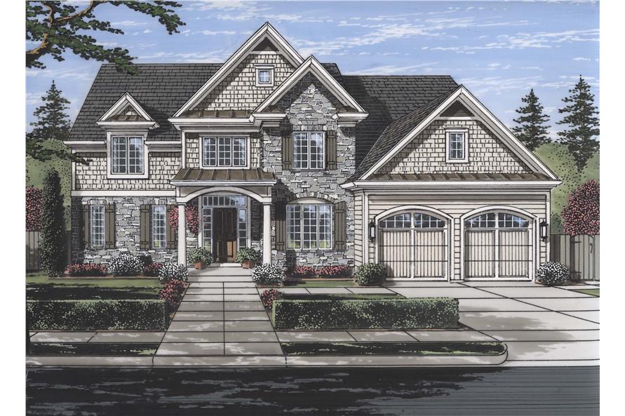 Front elevation of Luxury home (ThePlanCollection: House Plan #169-1117)
