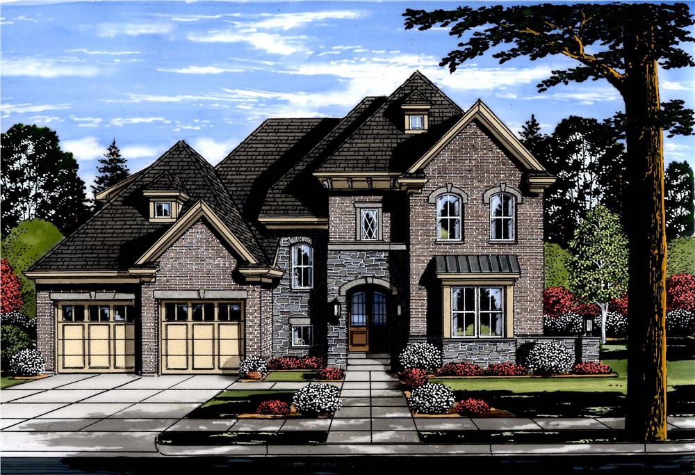 Front elevation of Luxury home (ThePlanCollection: House Plan #169-1120)