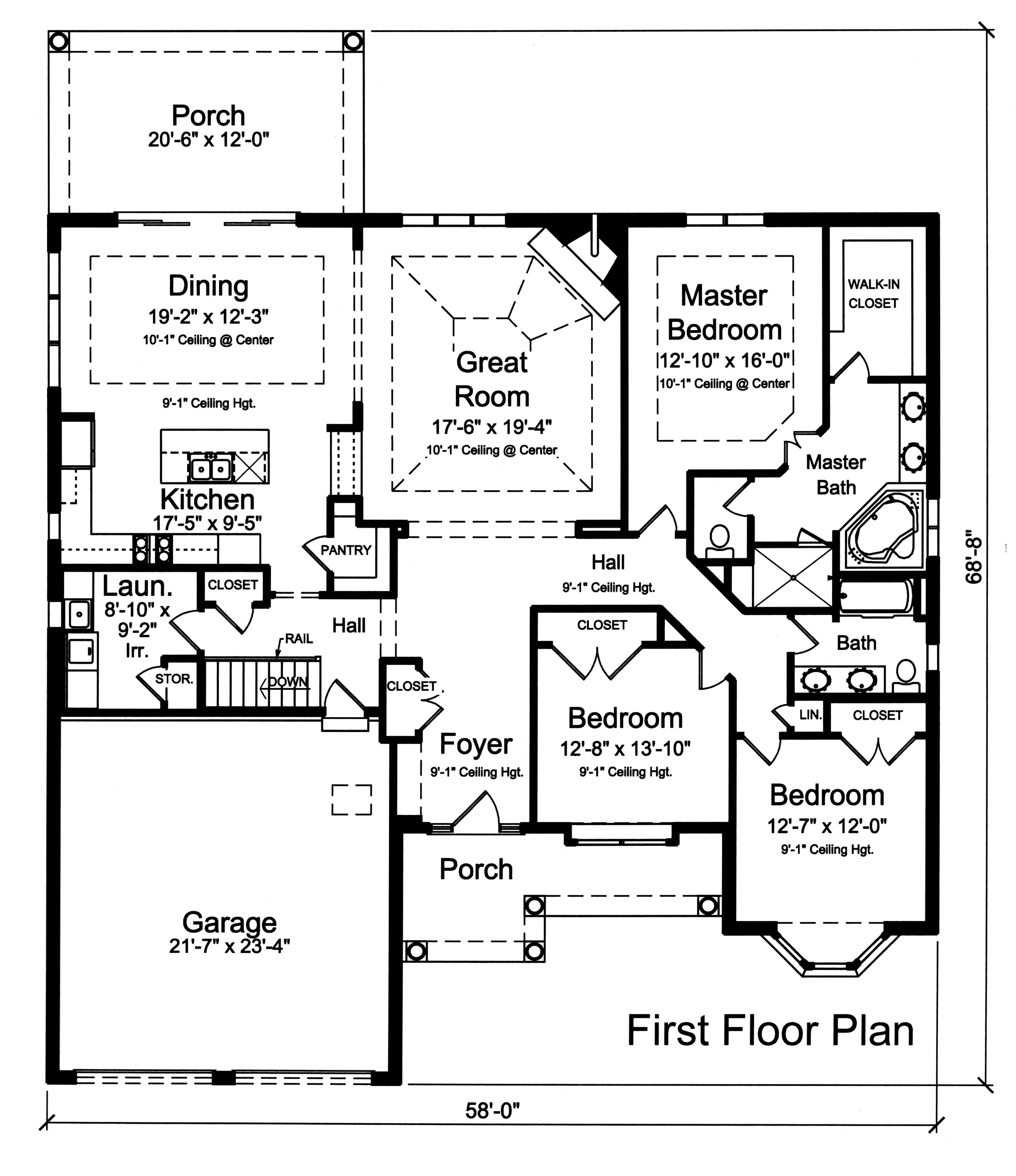 Floor Plan First Story of Traditional Plan #169-1122
