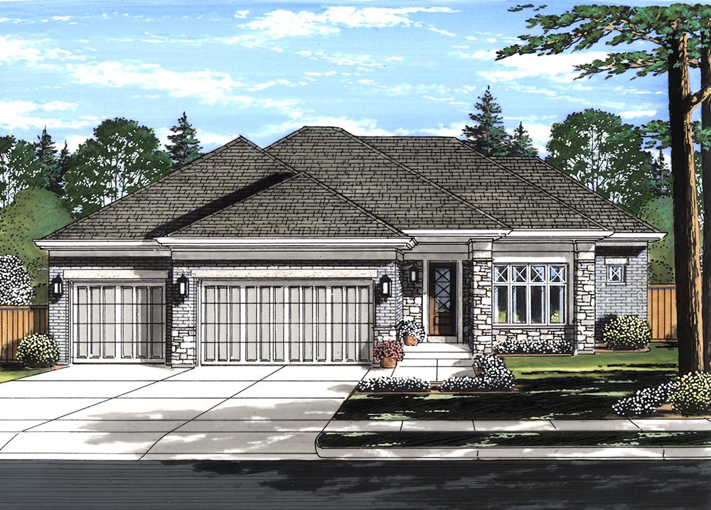 Front elevation of Contemporary home (ThePlanCollection: House Plan #169-1130)