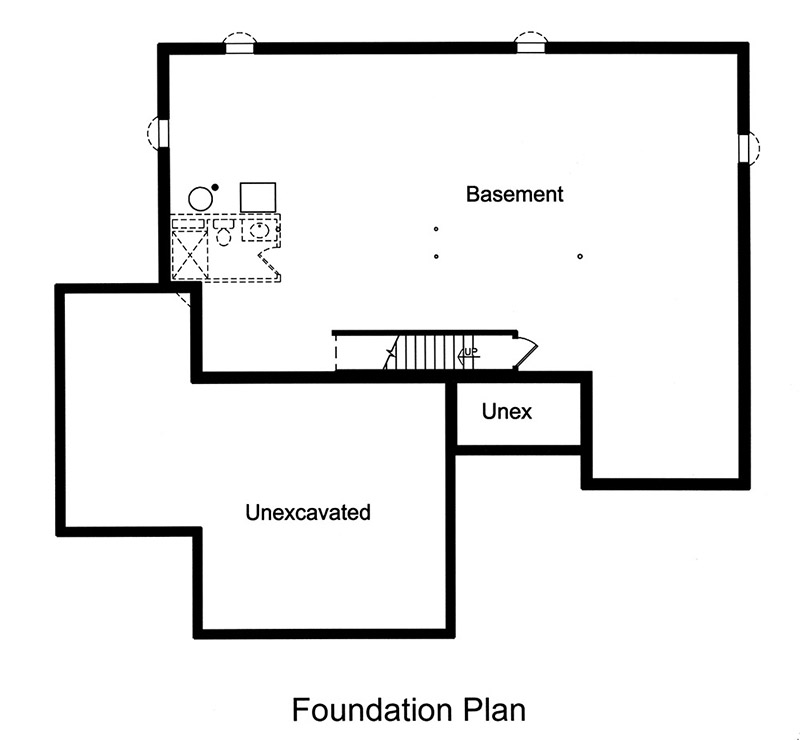 Floor Plan Basement of Craftsman Plan #169-1134