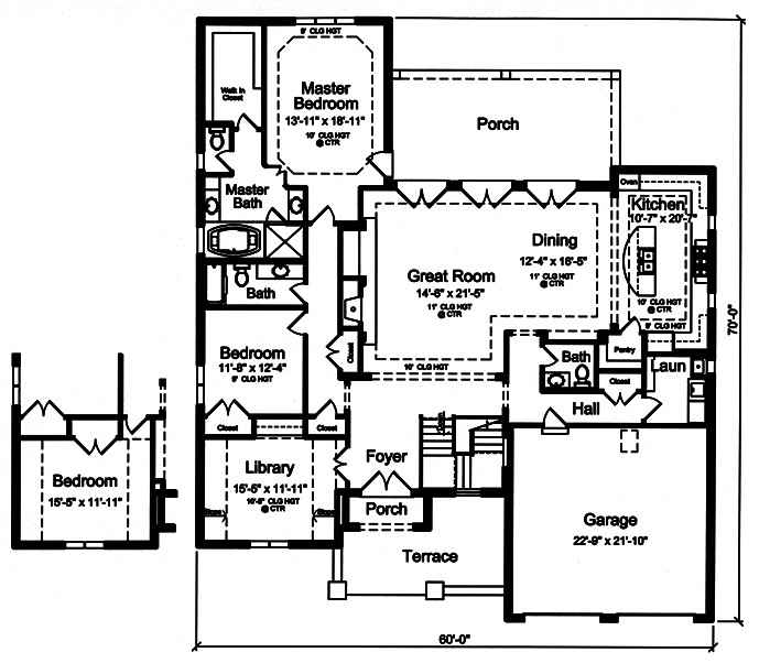 Floor Plan First Story of Traditional Plan #169-1140
