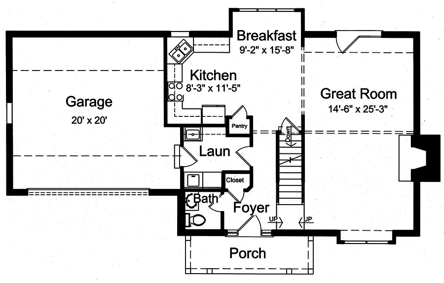 Floor Plan First Story of Traditional Plan #169-1157