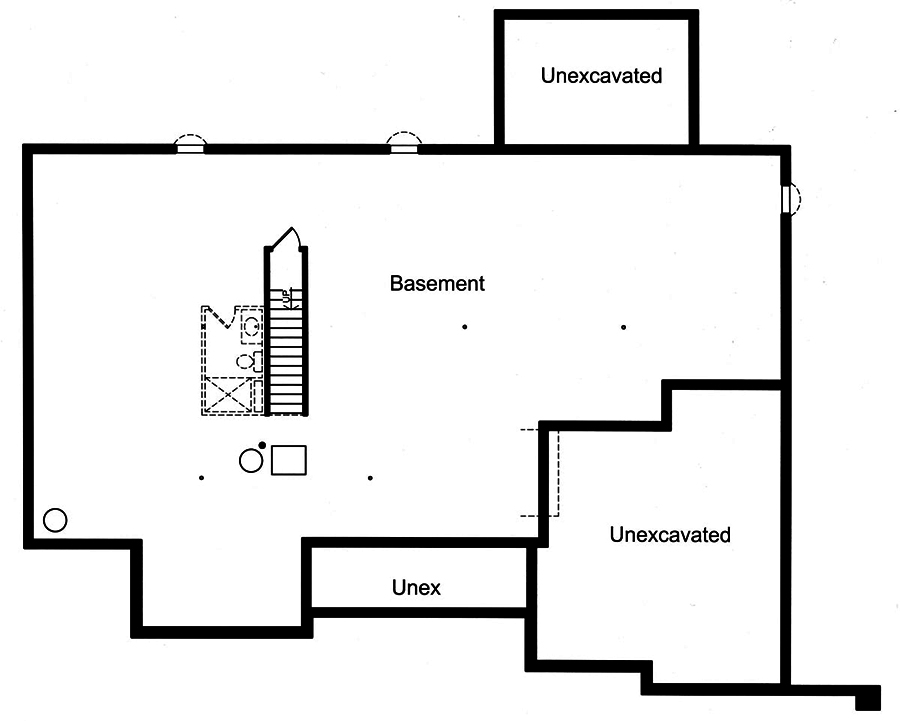 Floor Plan Basement of European Plan #169-1161