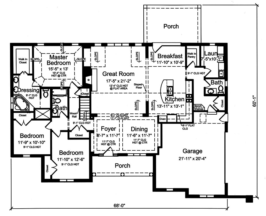 Floor Plan First Story of European Plan #169-1161