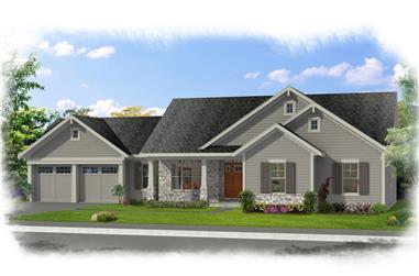 3-Bedroom, 1593 Sq Ft Transitional House Plan - 169-1163 - Front Exterior