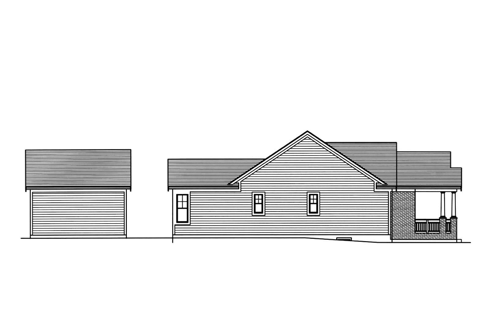 Home Plan Left Elevation of this 2-Bedroom,1136 Sq Ft Plan -169-1171