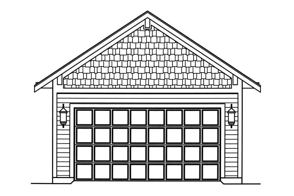 Home Plan Rear Elevation of this 2-Bedroom,1136 Sq Ft Plan -169-1171