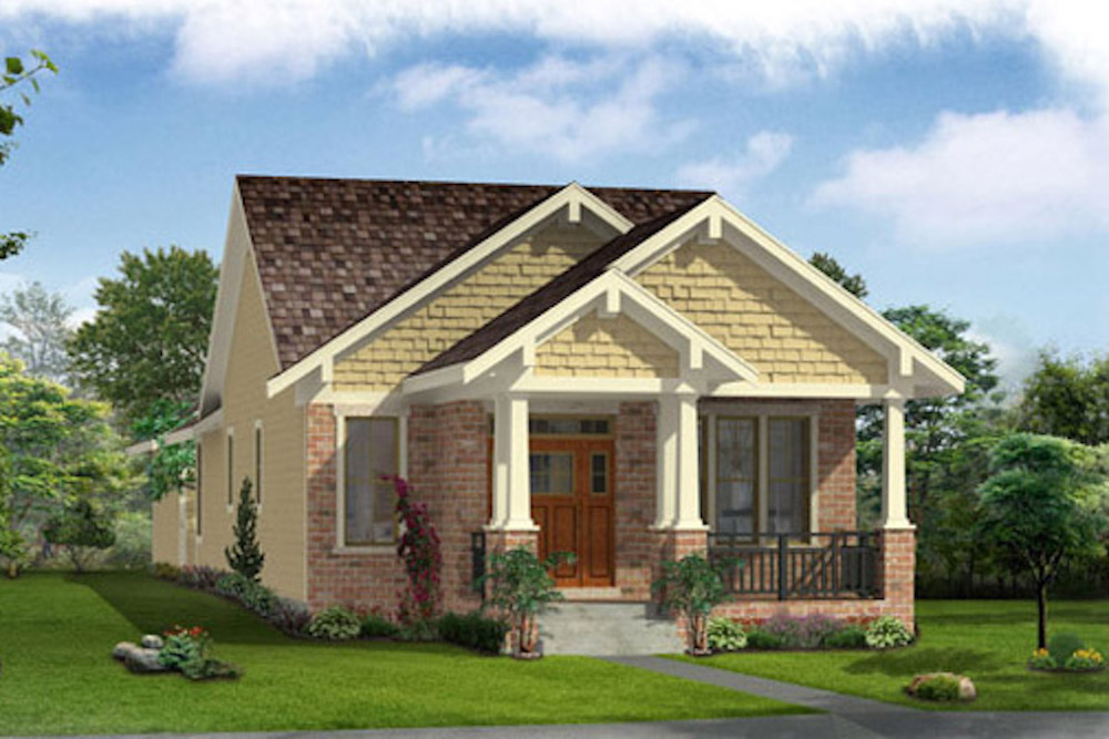 Front elevation of Cottage home (ThePlanCollection: House Plan #169-1171)