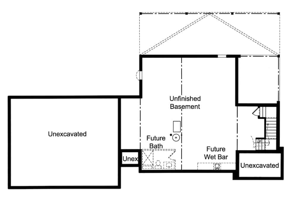 Floor Plan Basement of Craftsman Plan #169-1175