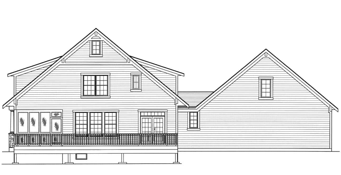 Home Plan Rear Elevation of this 3-Bedroom,2135 Sq Ft Plan -169-1175