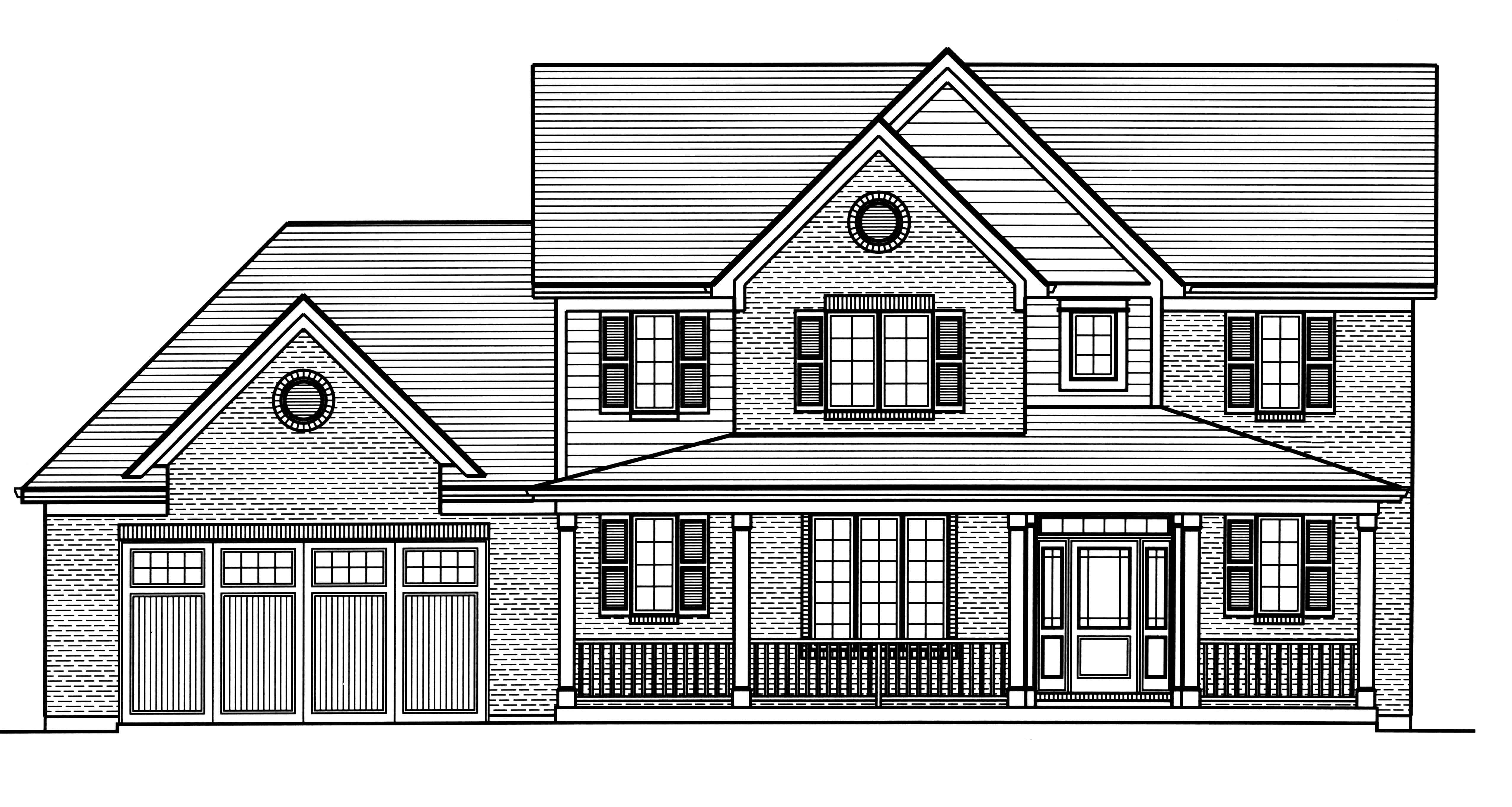 Home Plan Front Elevation of this 4-Bedroom,2076 Sq Ft Plan -169-1177