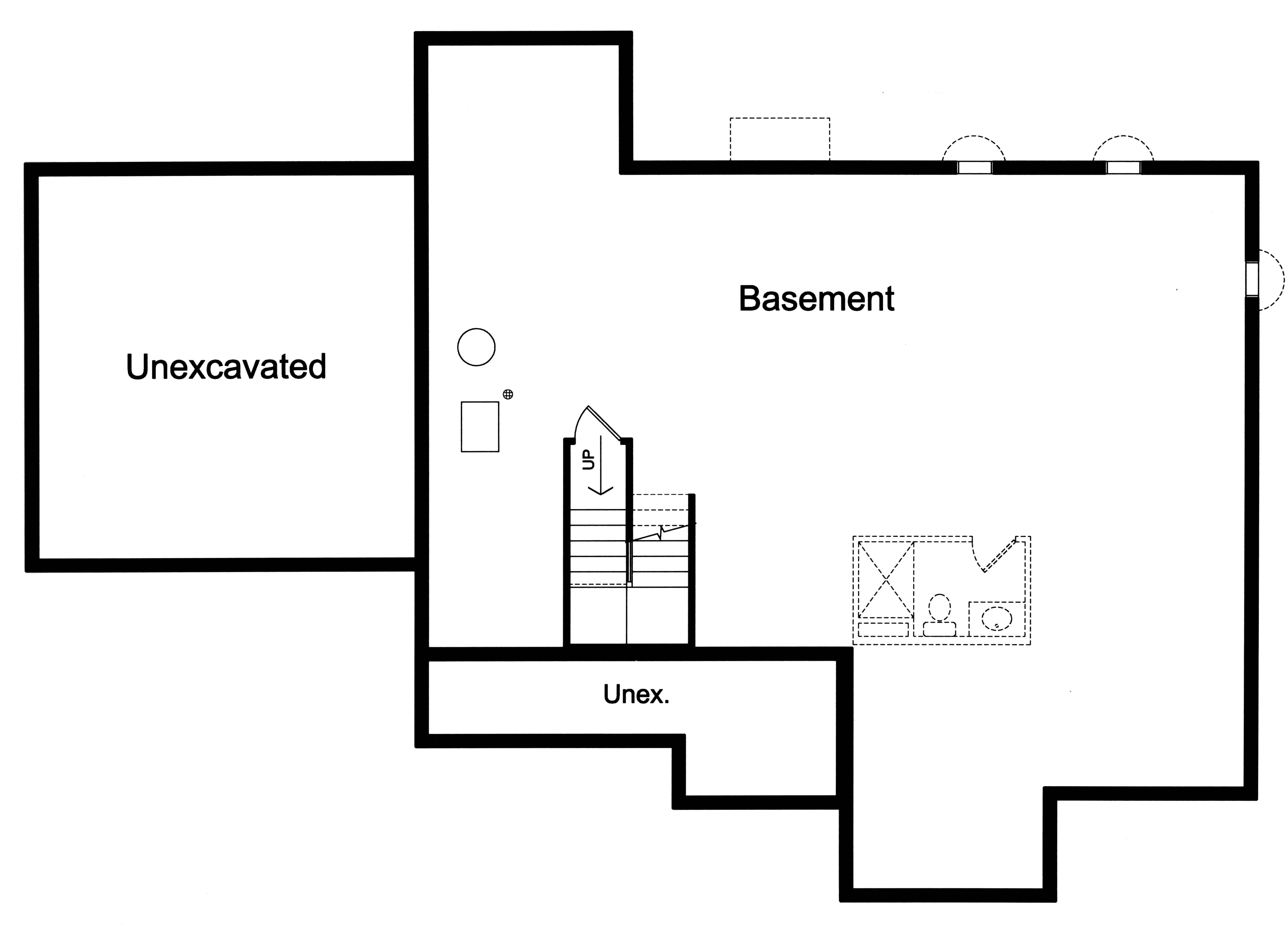 Floor Plan Basement of Ranch Plan #169-1181