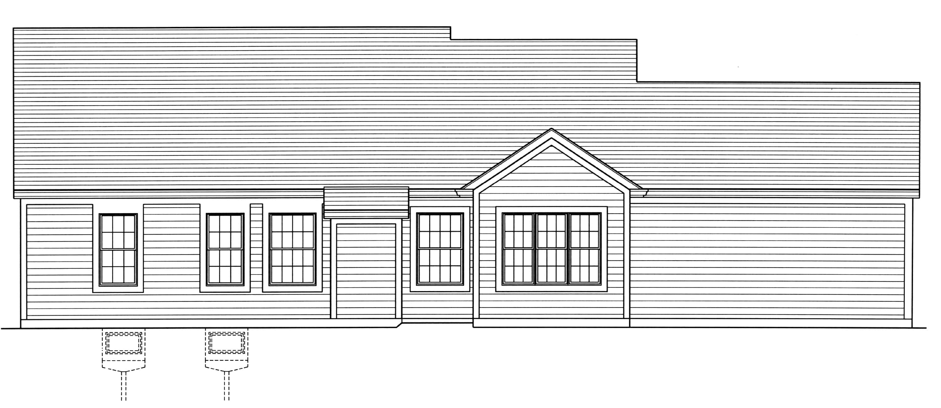 Home Plan Rear Elevation of this 3-Bedroom,1535 Sq Ft Plan -169-1181