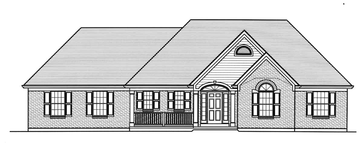 Home Plan Front Elevation of this 3-Bedroom,1764 Sq Ft Plan -169-1193
