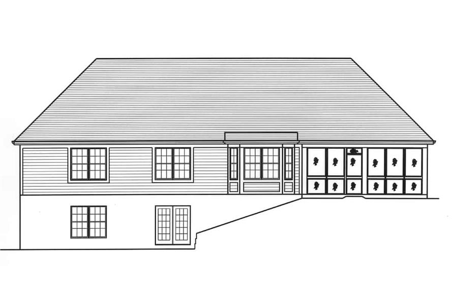 Home Plan Rear Elevation of this 3-Bedroom,1706 Sq Ft Plan -169-1195