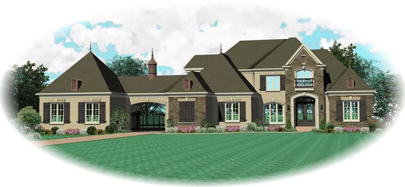 Front view of Southern home (ThePlanCollection: House Plan #170-1008)