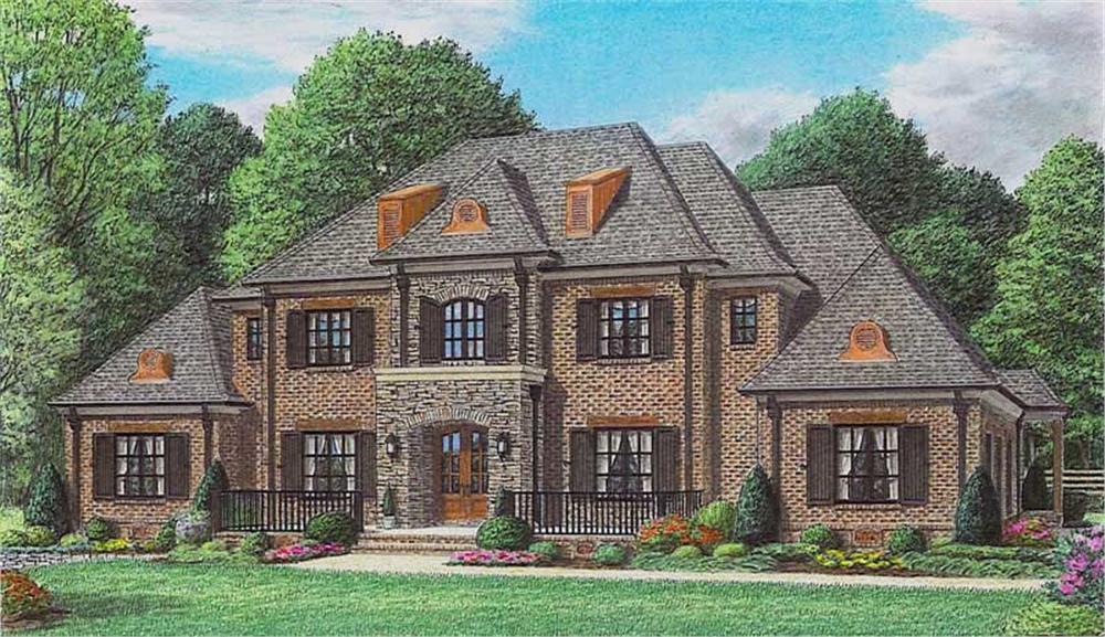 Front view of Luxury home (ThePlanCollection: House Plan #170-1016)