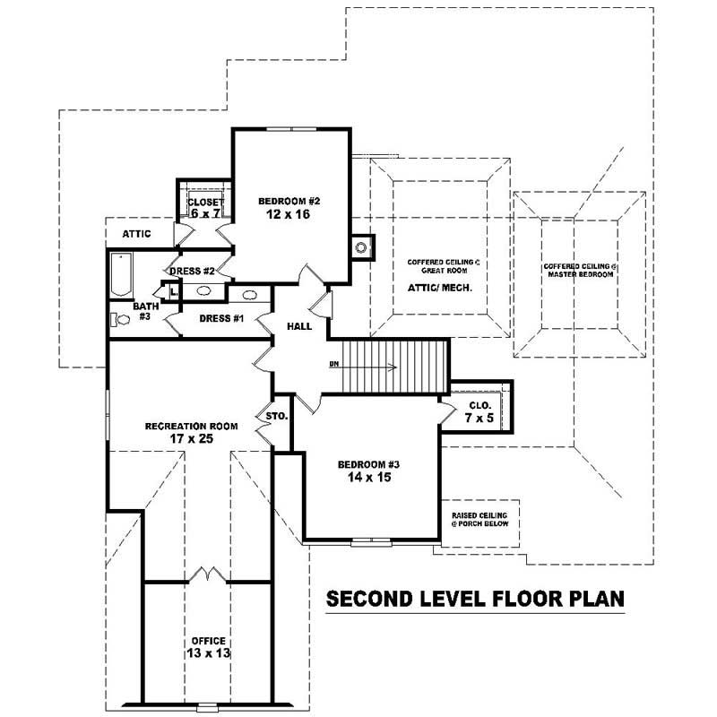 Floor Plan Upper Level of Transitional Plan #170-1026