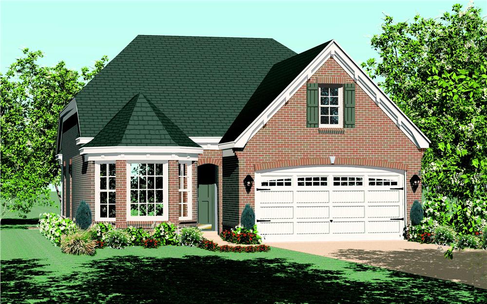 Front view of Ranch home (ThePlanCollection: House Plan #170-1028)