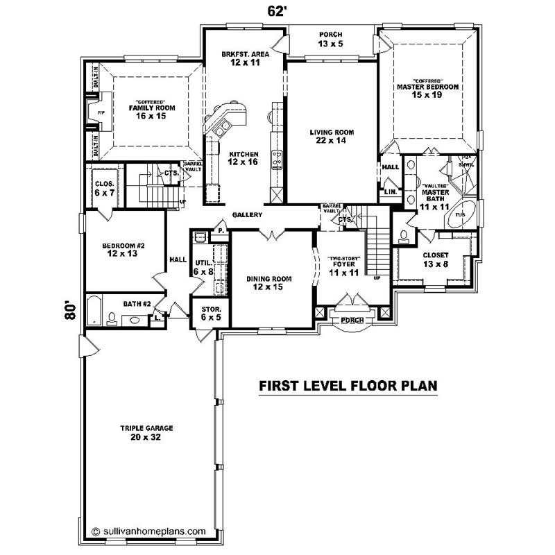 Floor Plan First Story of Southern Plan #170-1051