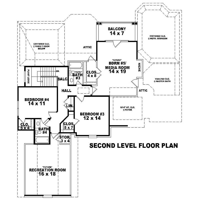 Floor Plan Second Story of Southern Plan #170-1063