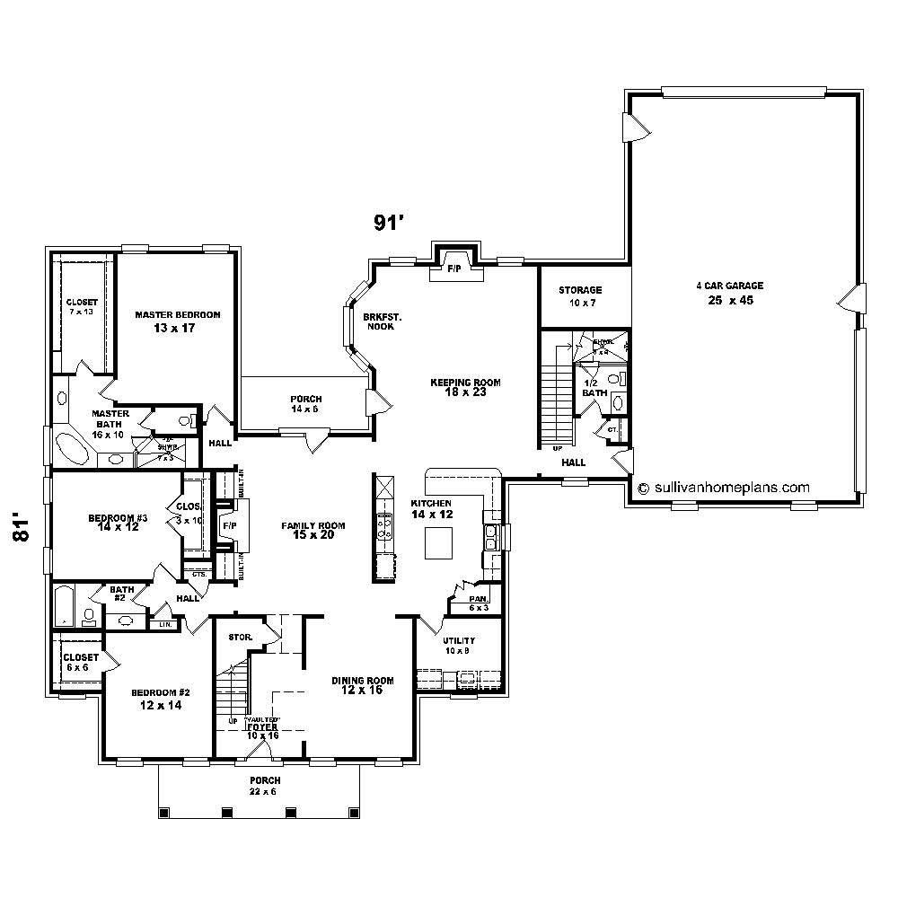 Floor Plan First Story of Luxury Plan #170-1064
