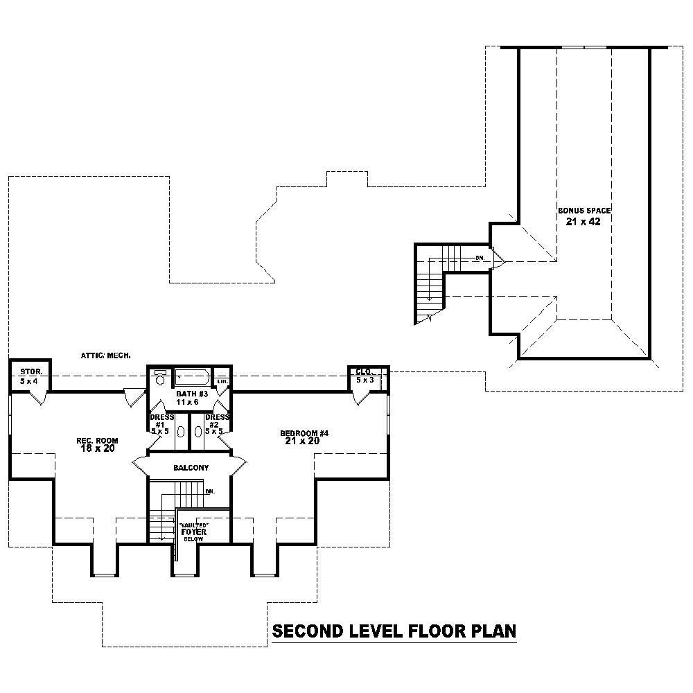 Floor Plan Second Story of Luxury Plan #170-1072