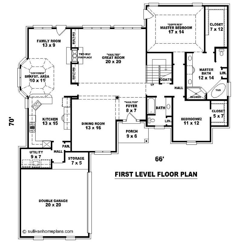 Floor Plan First Story of Southern Plan #170-1073