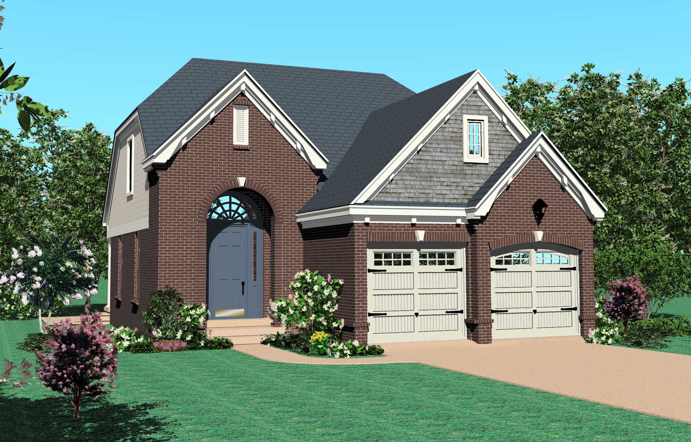 Front view of Country home (ThePlanCollection: House Plan #170-1085)