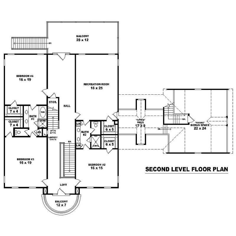 Floor Plan Second Story of Plan #170-1101