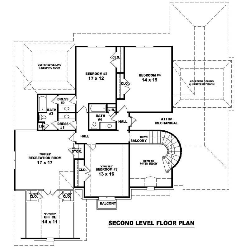 Floor Plan Second Story of Southern Plan #170-1109