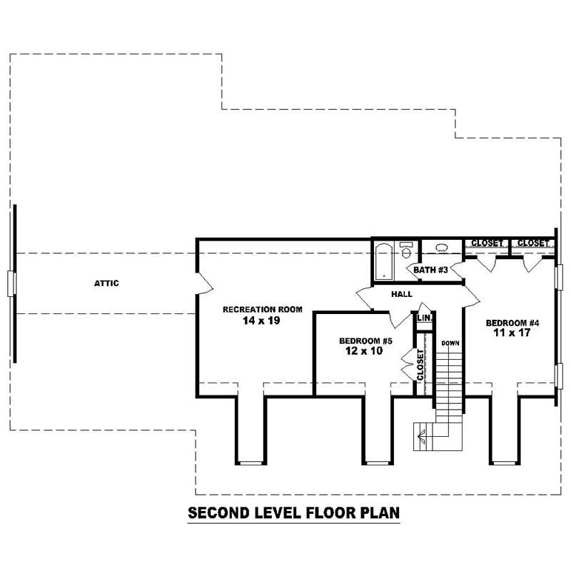 Floor Plan Second Story of Southern Plan #170-1112