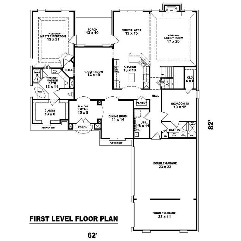 Floor Plan First Story of Southern Plan #170-1115