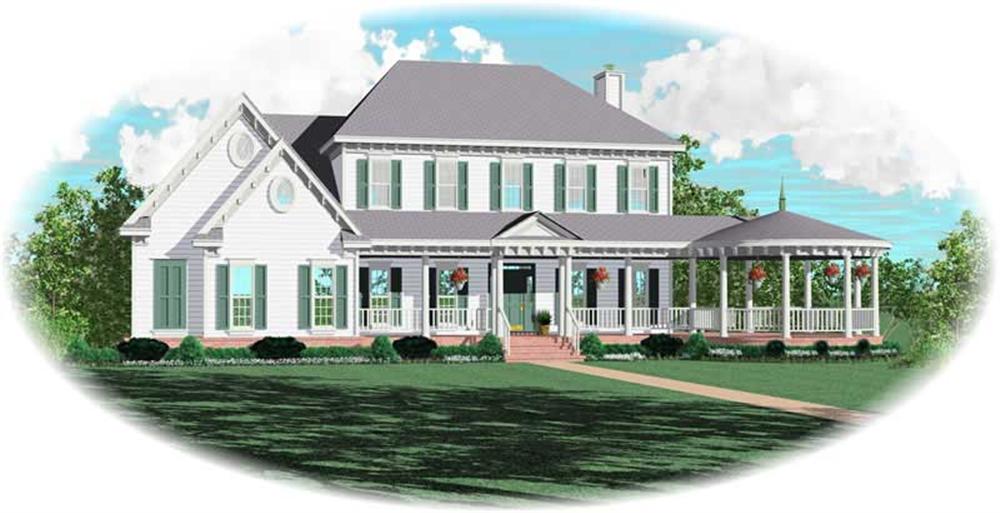 Front view of Southern home (ThePlanCollection: House Plan #170-1125)