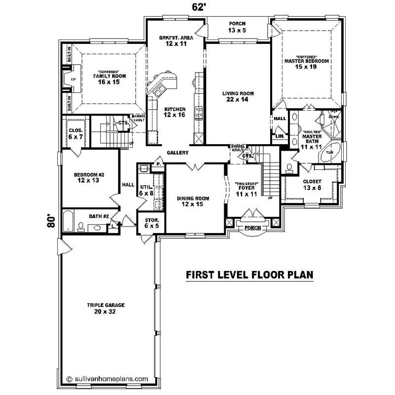 Floor Plan First Story of Southern Plan #170-1126