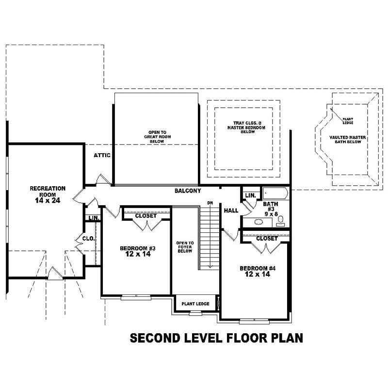Floor Plan Second Story of Southern Plan #170-1127