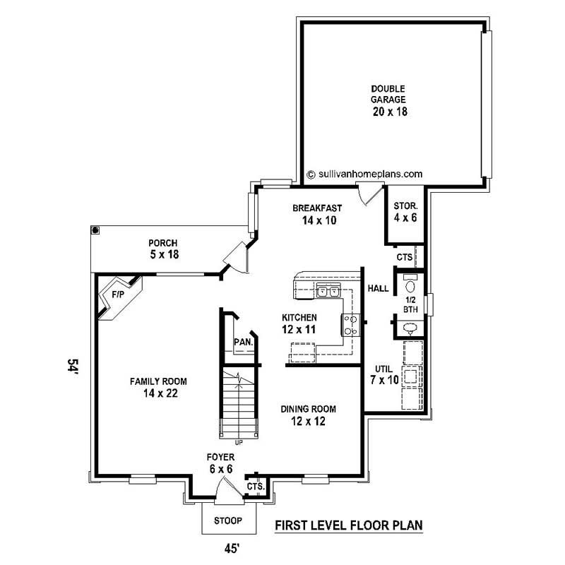 Floor Plan First Story of European Plan #170-1133