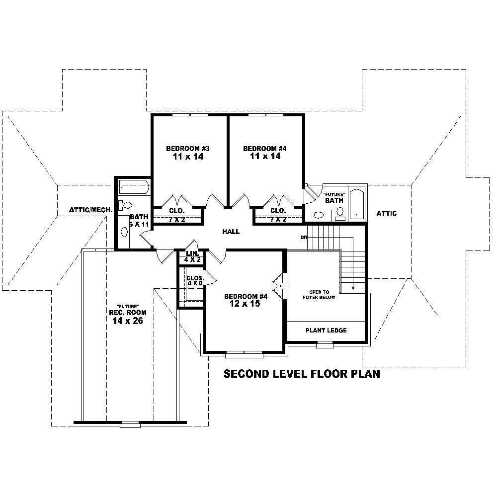 Floor Plan Second Story of French Plan #170-1135