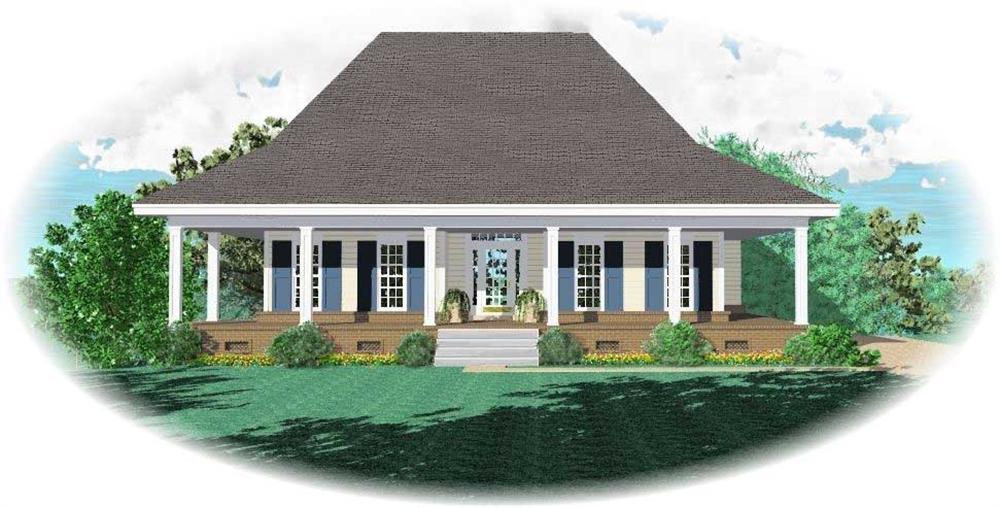 Front view of Country home (ThePlanCollection: House Plan #170-1140)