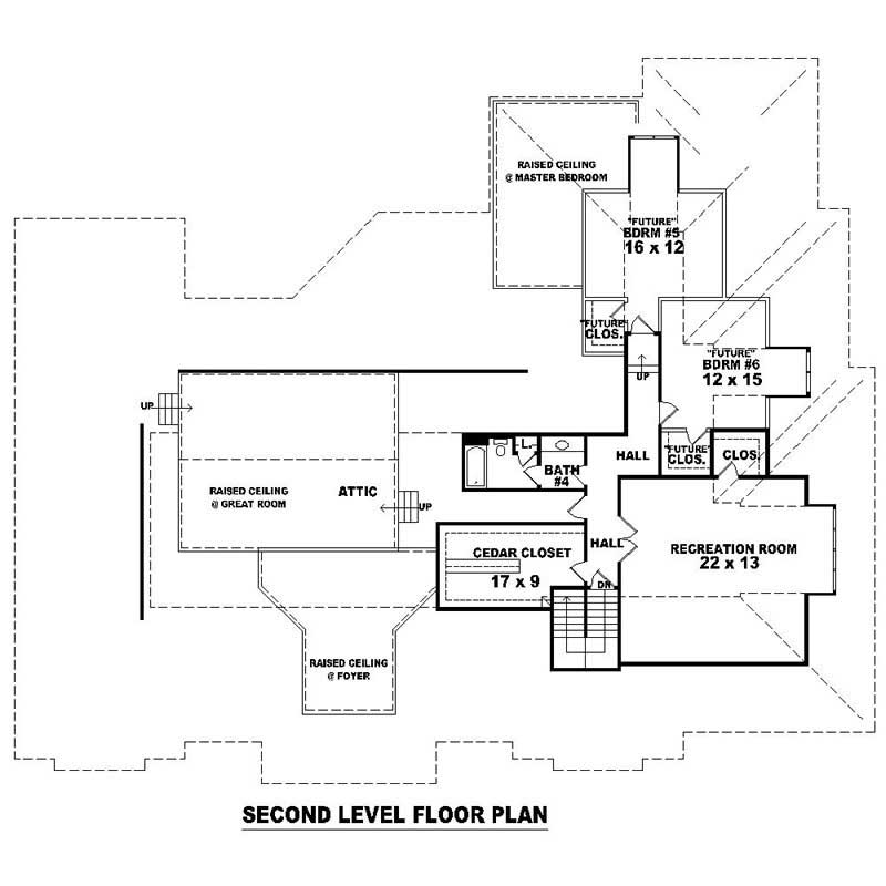 Floor Plan Second Story of Luxury Plan #170-1147