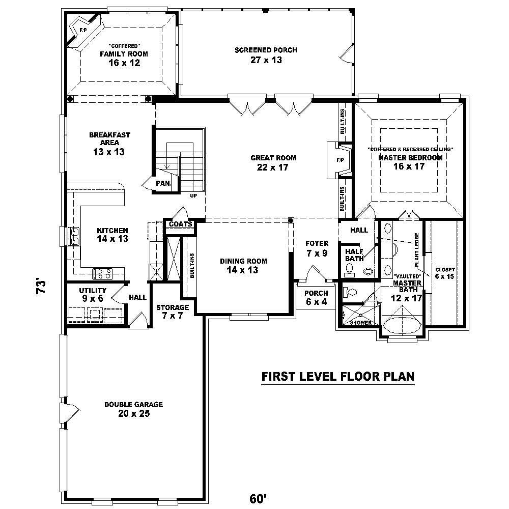 Floor Plan First Story of Traditional Plan #170-1149