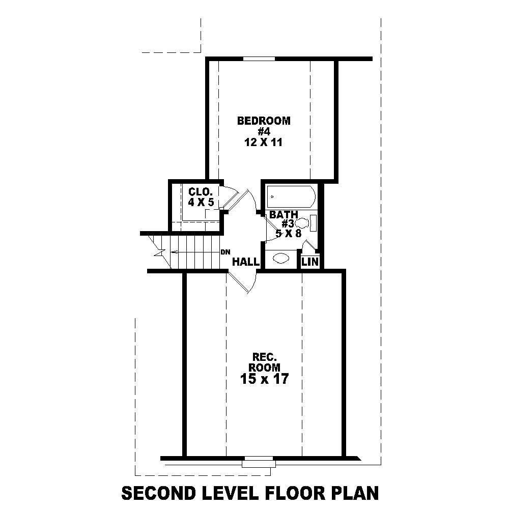 Floor Plan Second Story of French Plan #170-1152