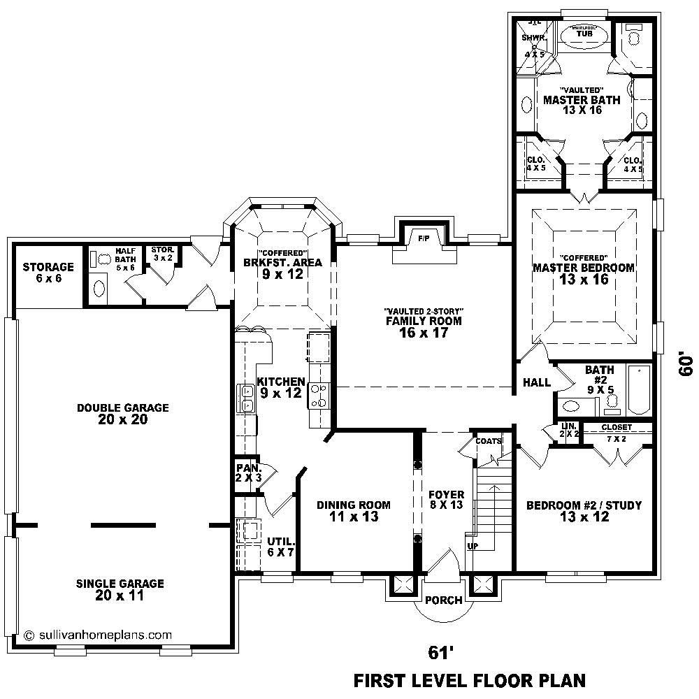 Floor Plan First Story of Traditional Plan #170-1156