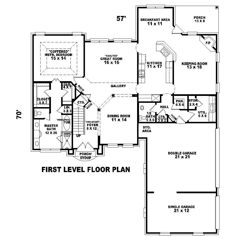 Floor Plan First Story of Country Plan #170-1158